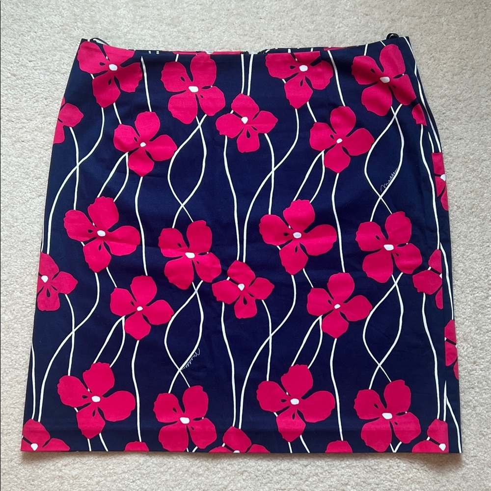Melly M Navy and Pink Floral Skirt